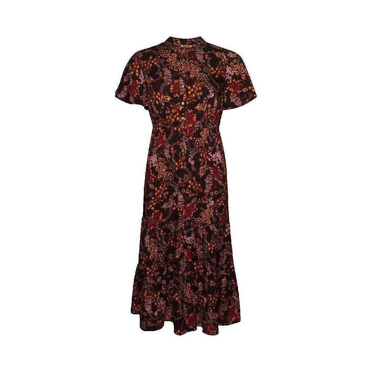 Superdry Îmbracaminte Robe mi-longue imprimée à manches courtes et volants