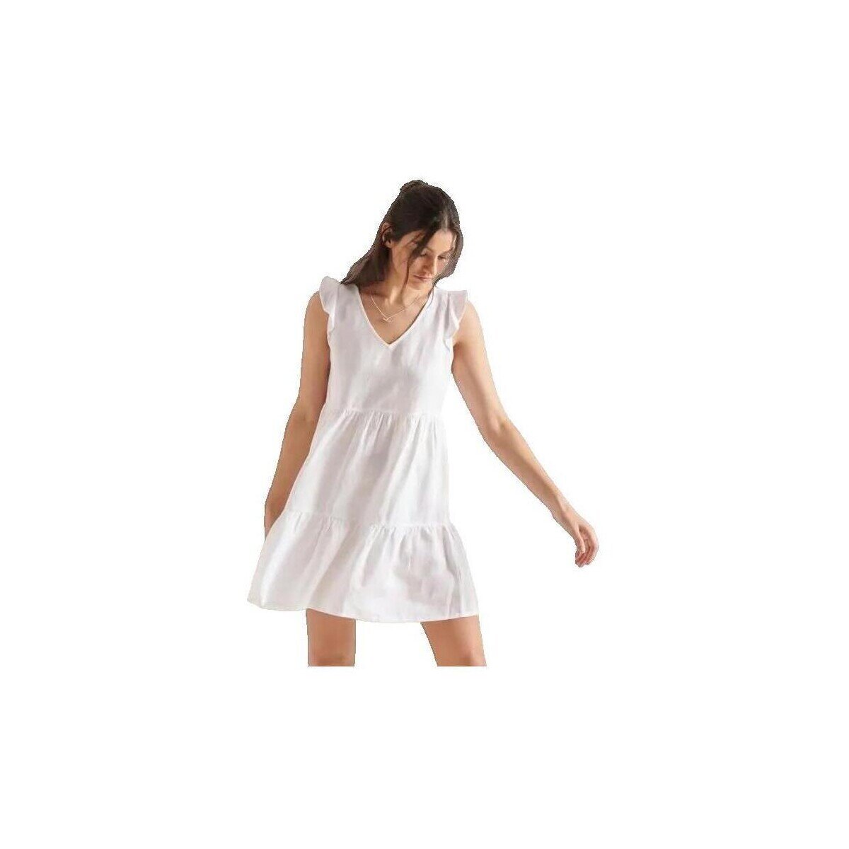 Superdry Îmbracaminte Robe Tinsley mi-longue col en V sans manches blanche