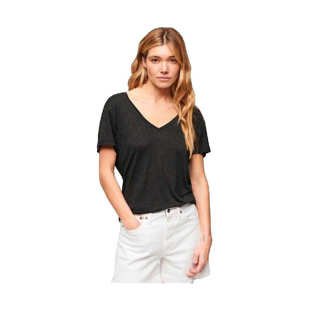 Superdry Îmbracaminte T-shirt Studios Slub brodé col V femme