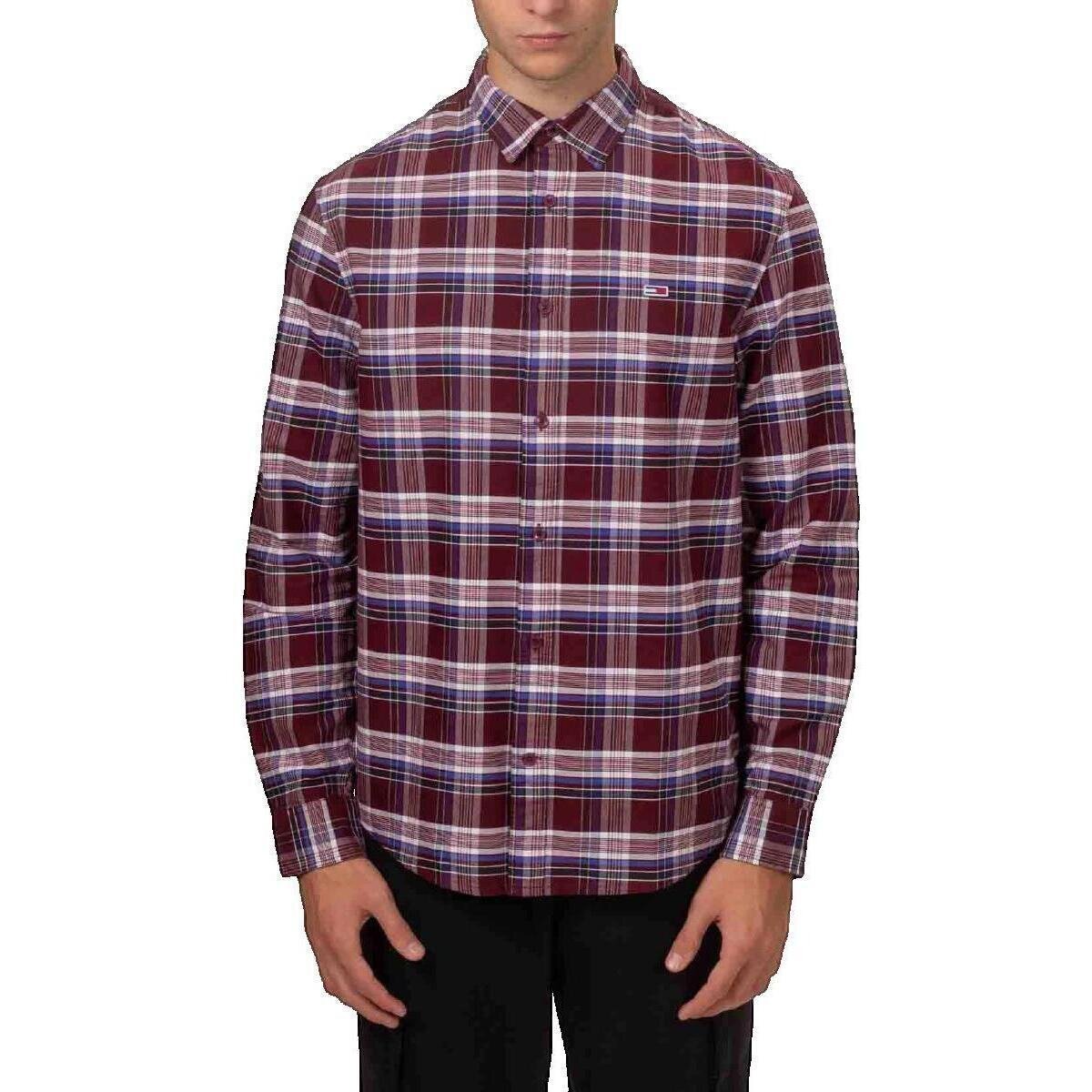 Tommy Hilfiger Îmbracaminte Chemise manches longues Tommy Jeans Oxford tartan bordeaux