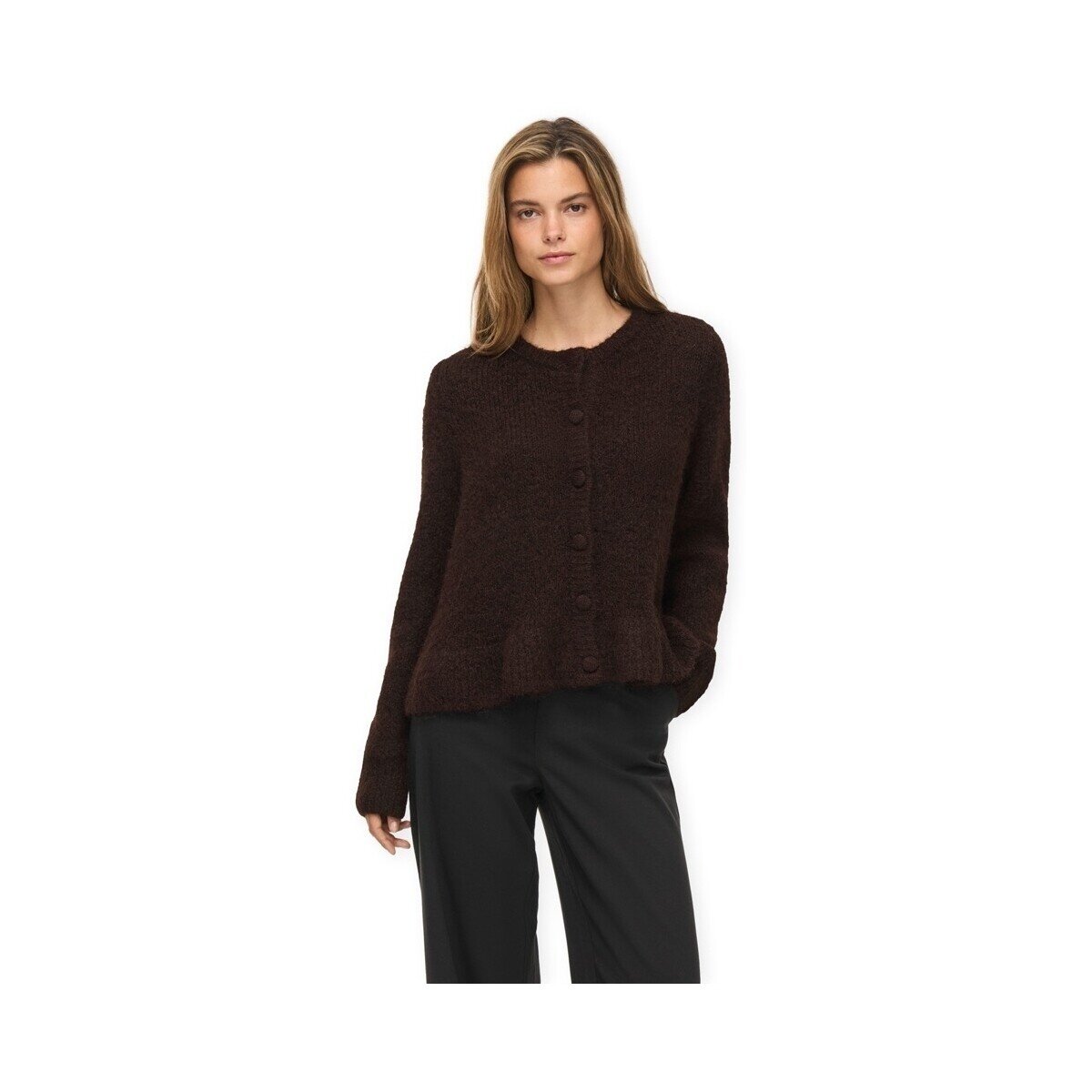 Vila Îmbracaminte Bows Flounce Cardigan - Coffee Bean