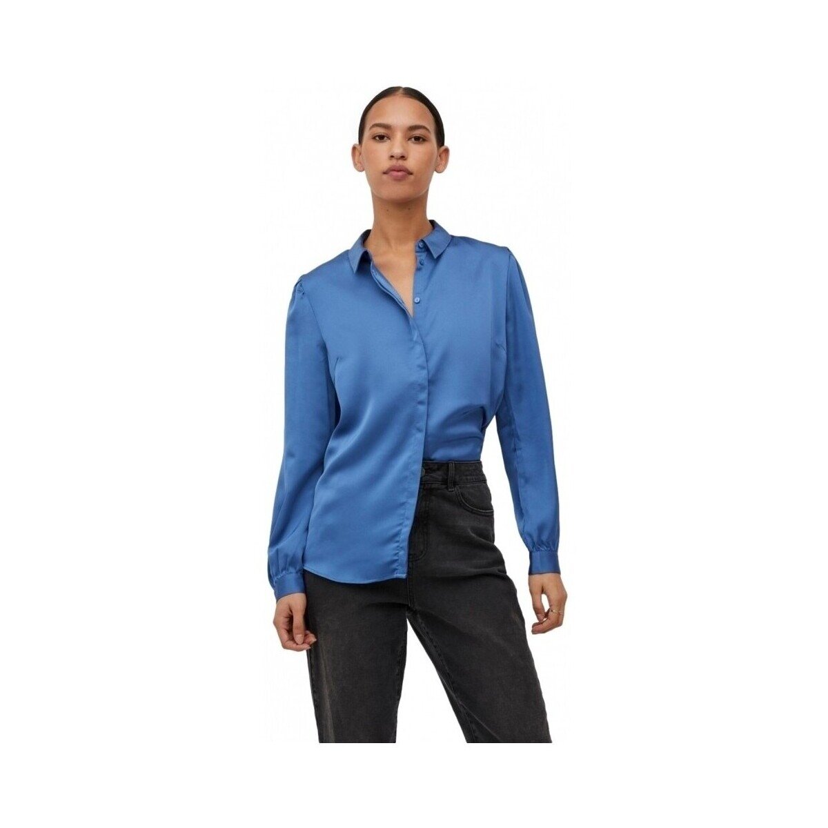 Vila Îmbracaminte Camisa Ellette Satin L/S - Federal Blue