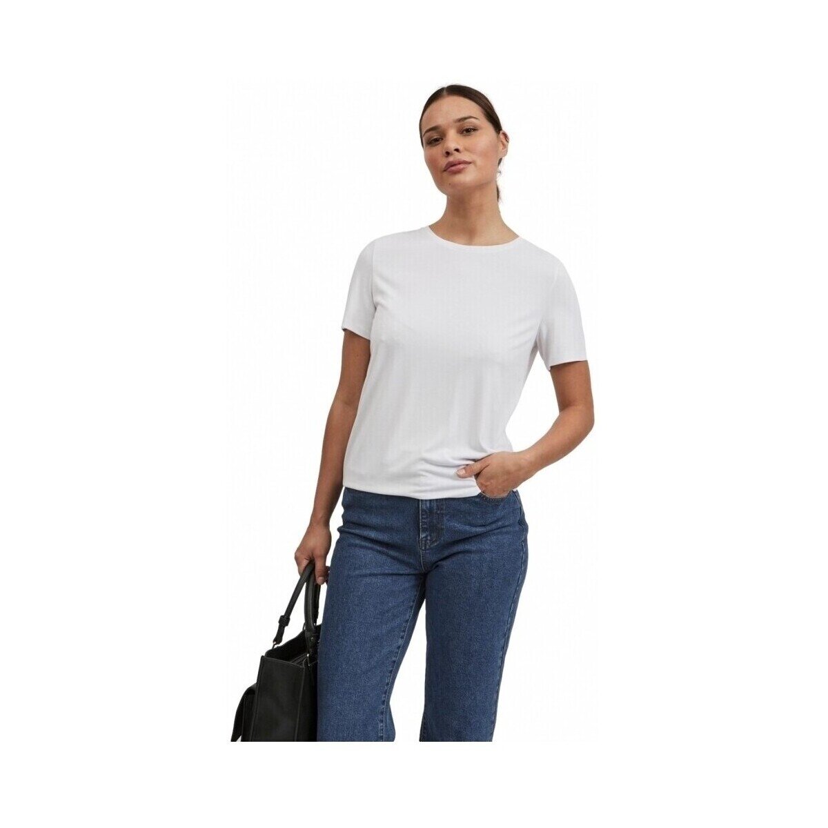 Vila Îmbracaminte Modala O Neck T-Shirt - Optical Snow