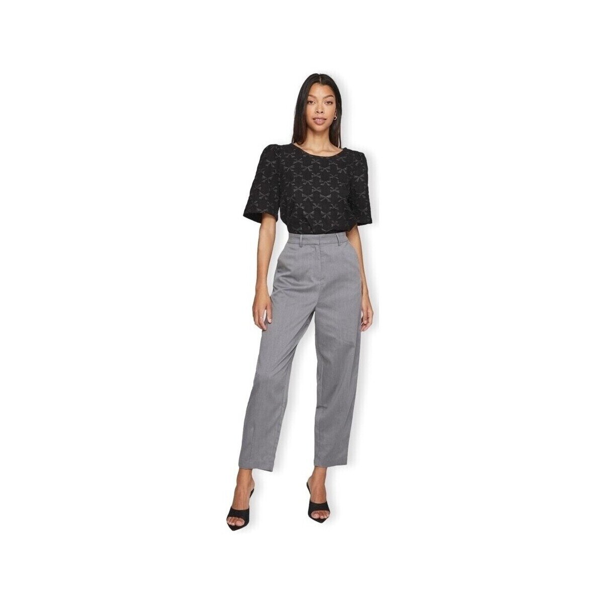Vila Îmbracaminte Naba Trousers 7/8 - Dark Grey