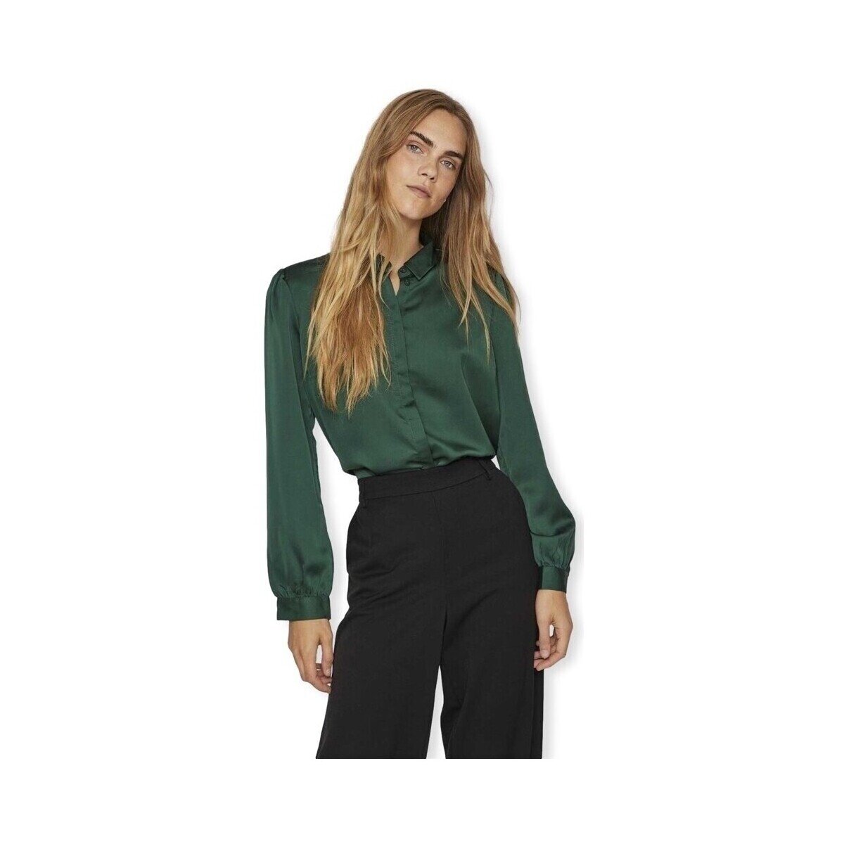 Vila Îmbracaminte Noos Ellette Satin Shirt L/S - Pineneedle