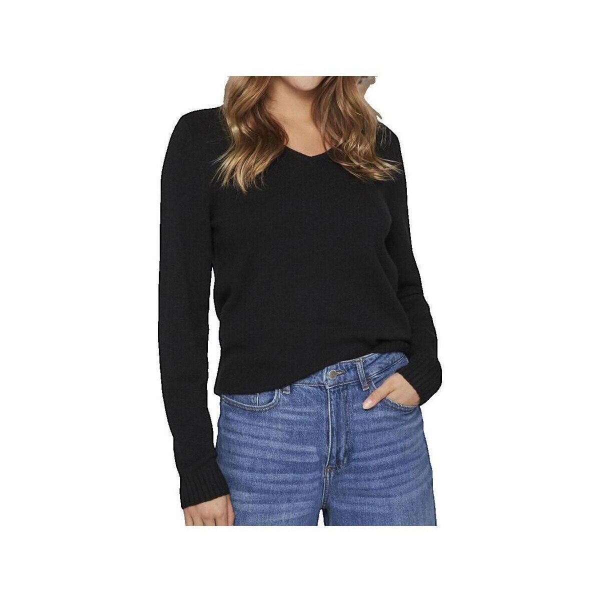 Vila Îmbracaminte Pull Col en V Confort Quotidien Noir