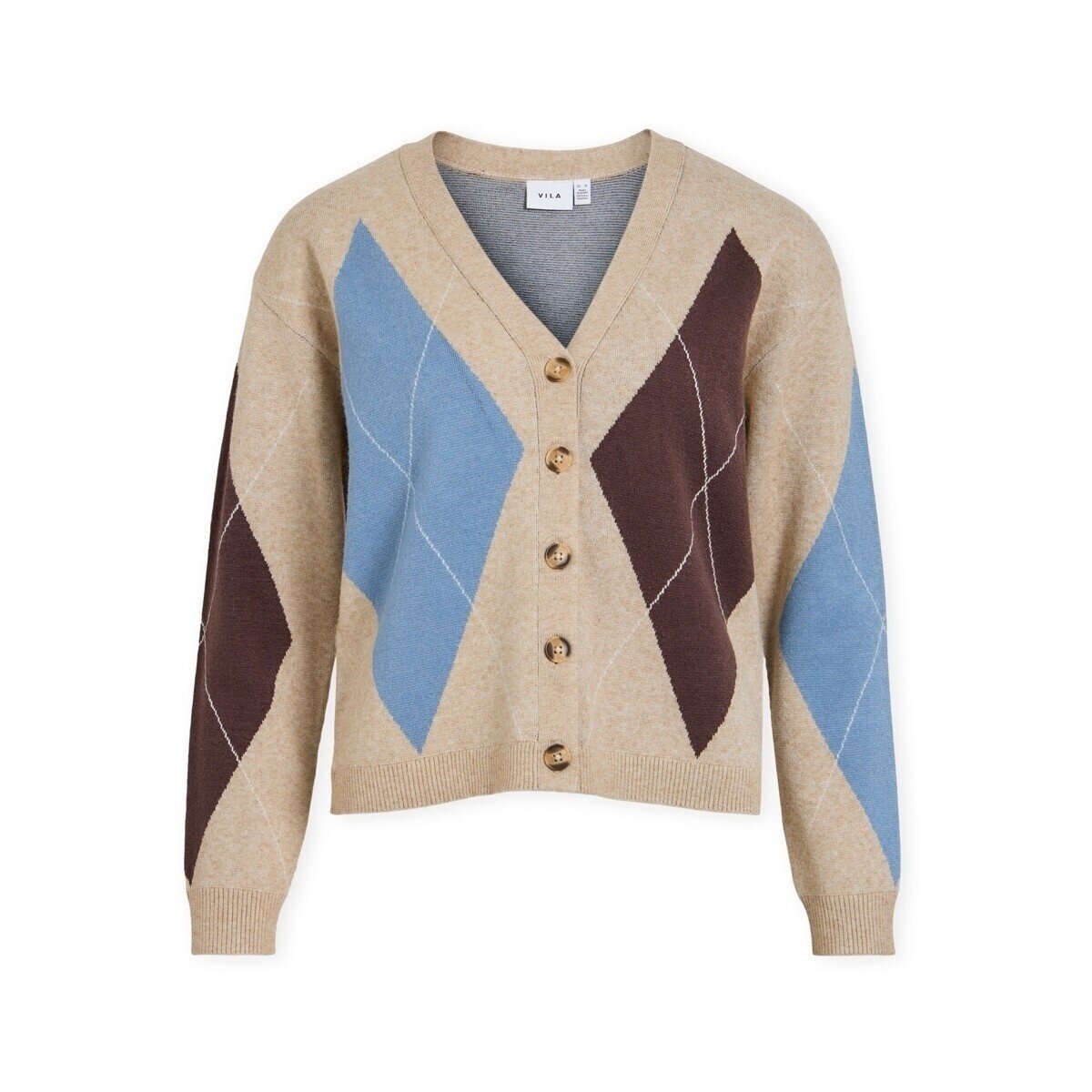 Vila Îmbracaminte Ril V-Neck Cardigan - Natural Melange/Coffee Bean
