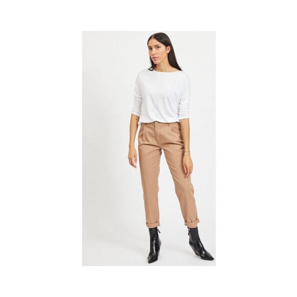 Vila Îmbracaminte Scoop Top O Neck - White