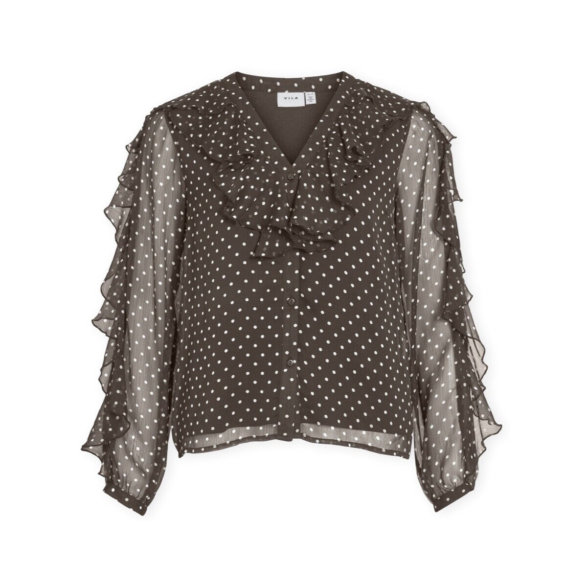 Vila Îmbracaminte Top Harley - Chocolate Brown/White