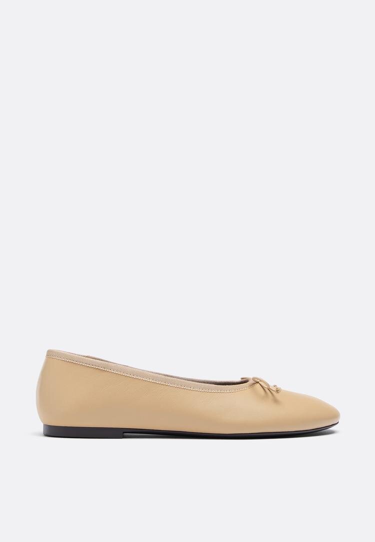 Stradivarius Balerini Din Piele Extraflexibili Crem 35