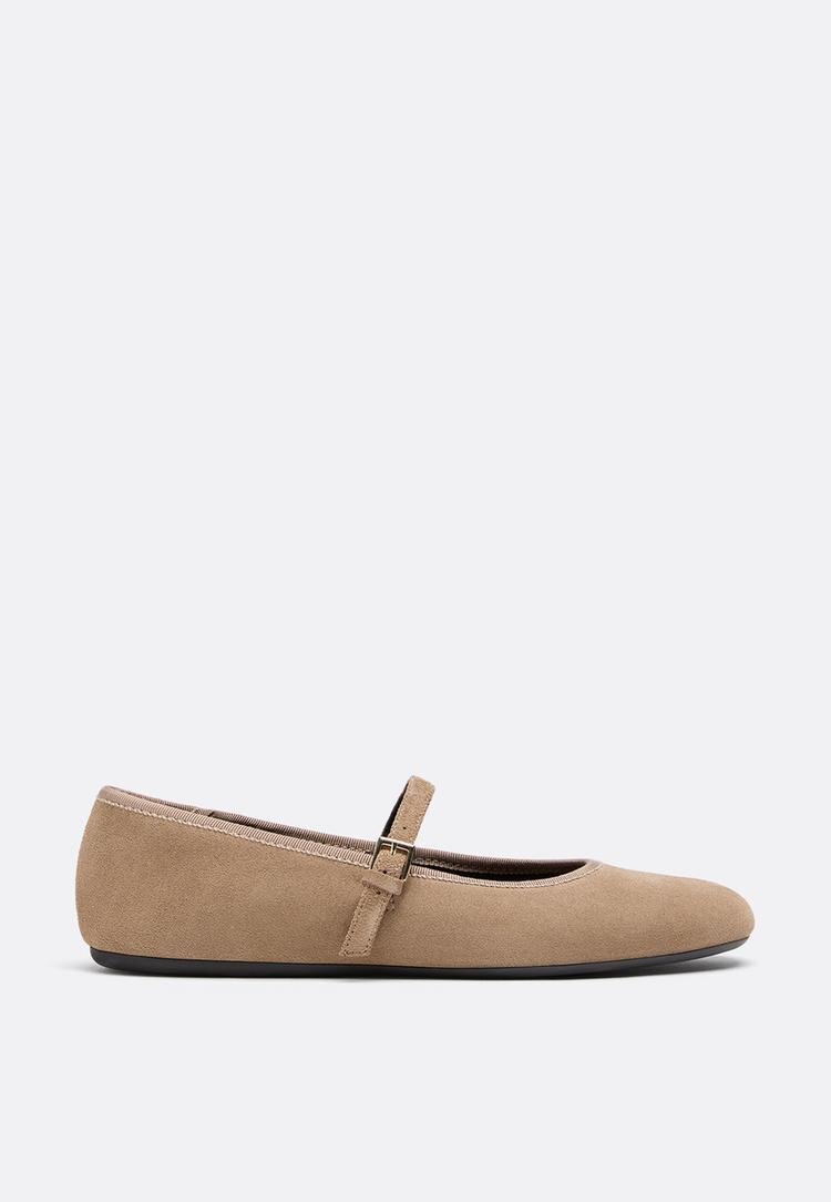 Stradivarius Balerini Mary Jane Din Piele Bej 35
