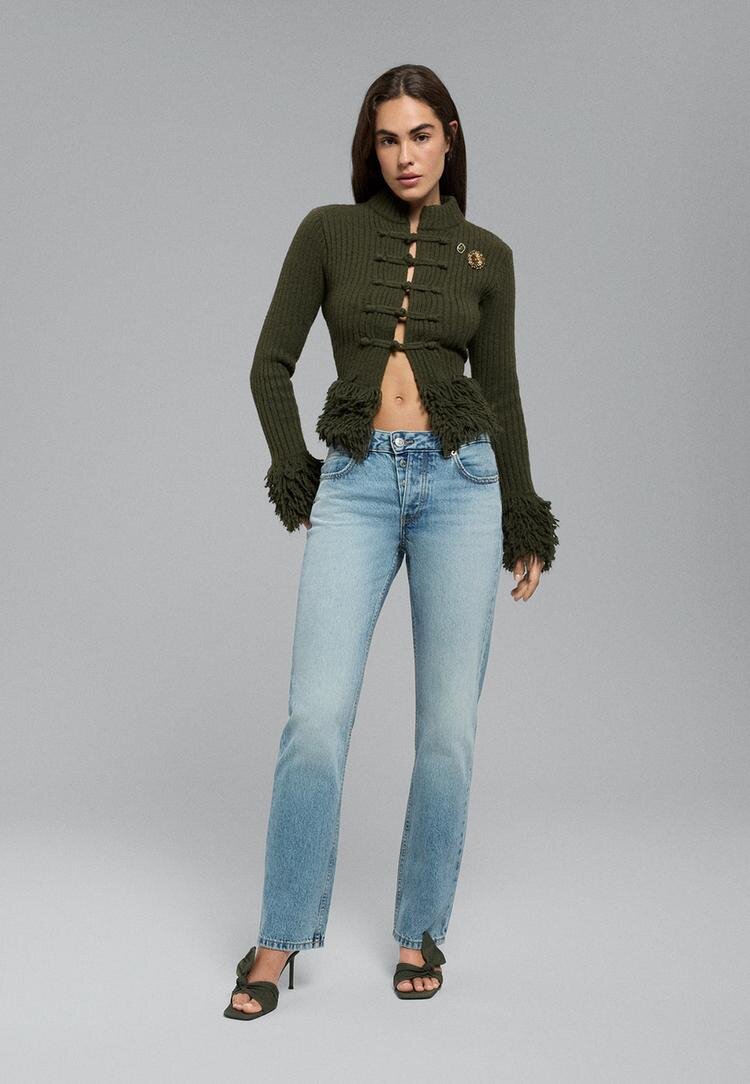 Stradivarius Blugi Drepți Slim Fit Albastru Mediu 32