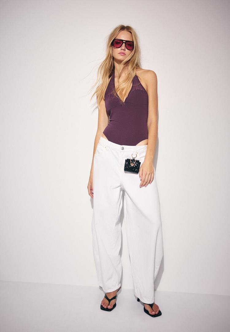 Stradivarius Body Halter Din Plasă Purpuriu S