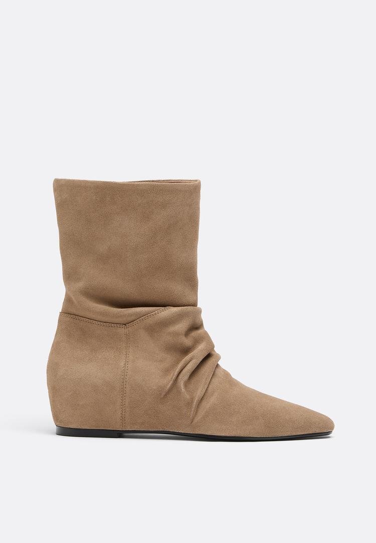 Stradivarius Botine Cu Platformă Interioară Din Piele Bej 35