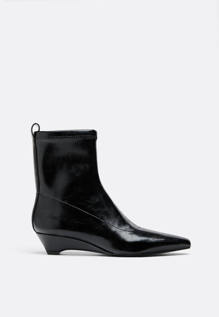 Stradivarius Botine Cu Talpă Pană Negru 38