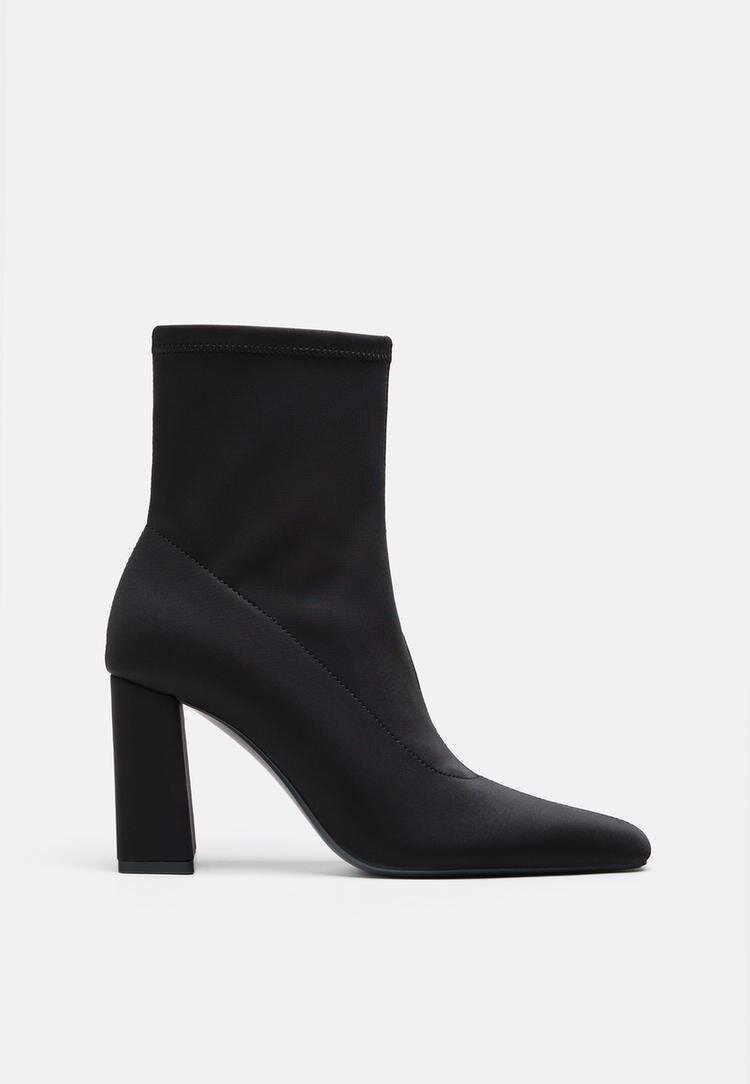 Stradivarius Botine Cu Toc Din Neopren Negru 41