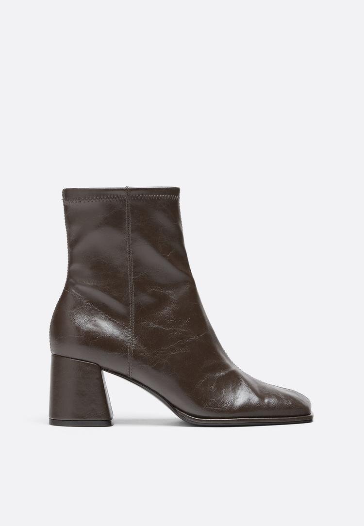 Stradivarius Botine Cu Toc Lat Gri 40
