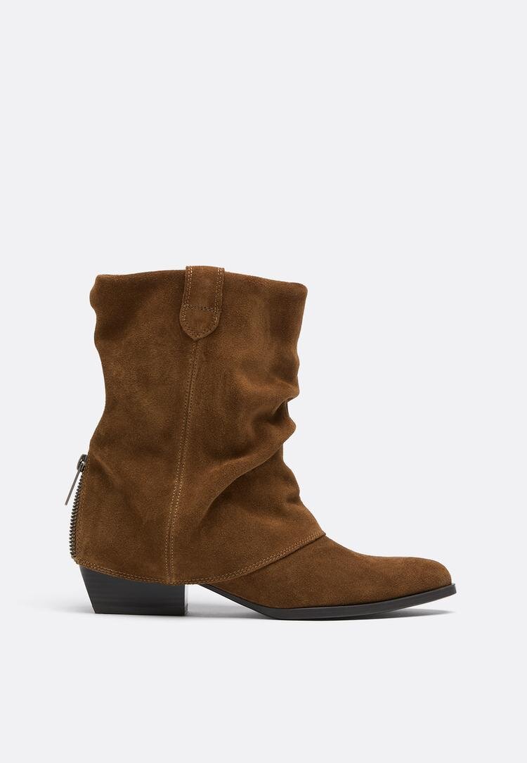 Stradivarius Botine Cu Toc Pantaloni Cu Picior Din Piele Piele 38