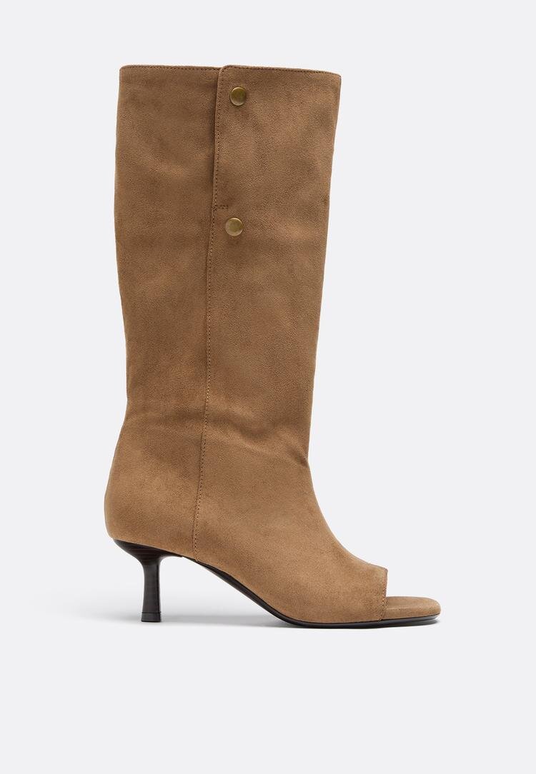 Stradivarius Botine Cu Toc Peep Toe Bej 41