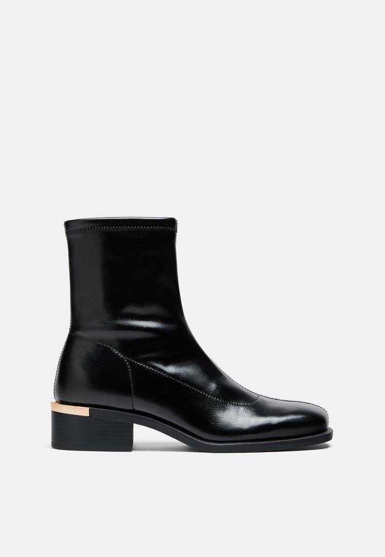 Stradivarius Botine Joase Elastice Din Imitație De Piele Negru 39