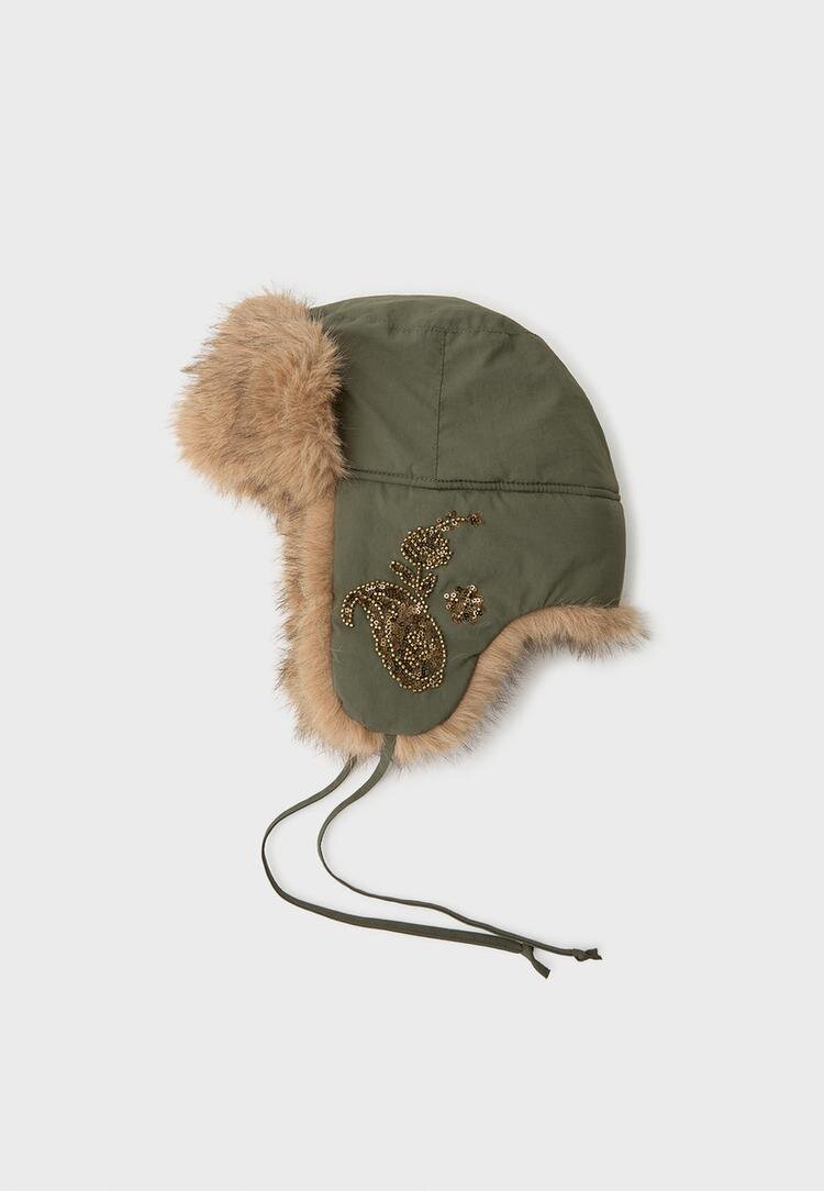 Stradivarius Căciulă Aviator Cu Paiete Kaki Os