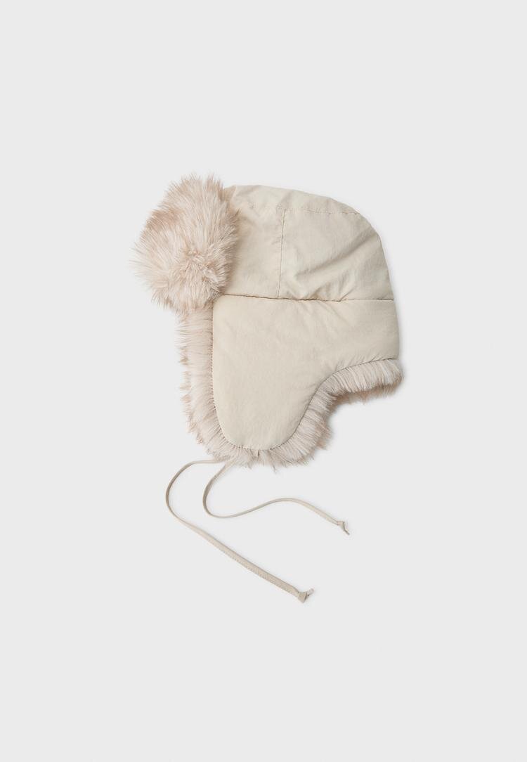 Stradivarius Căciulă Aviator Reversibil Ecru Os