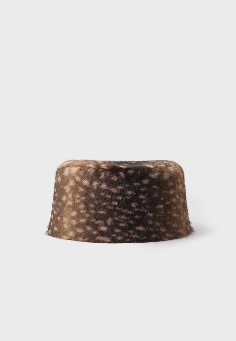 Stradivarius Căciulă Rotundă Animal Print Maro Os