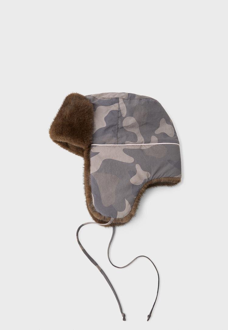 Stradivarius Căciulă Stil Aviator Cu Imprimeu Maro Os