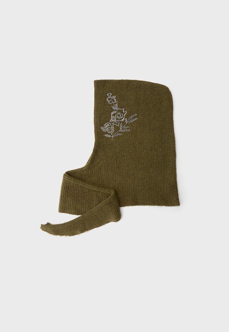 Stradivarius Cagulă Cu Sclipici Kaki Os