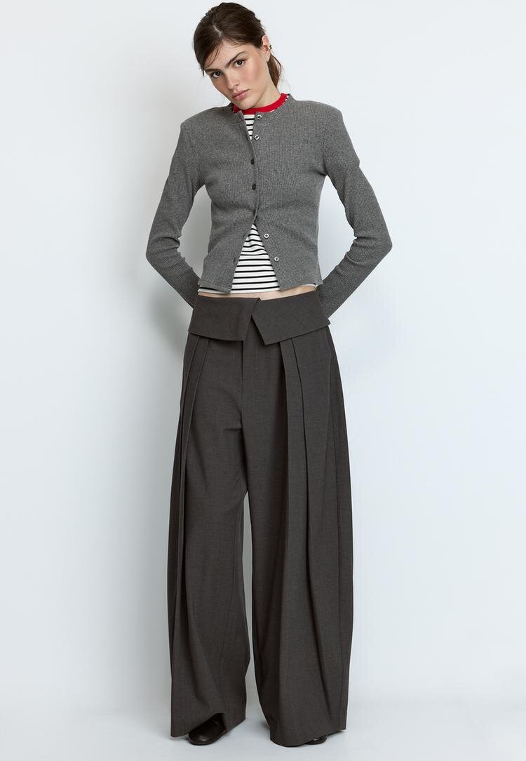 Stradivarius Cardigan Din Tricot Cu Pernițe Gri Marengo Xs