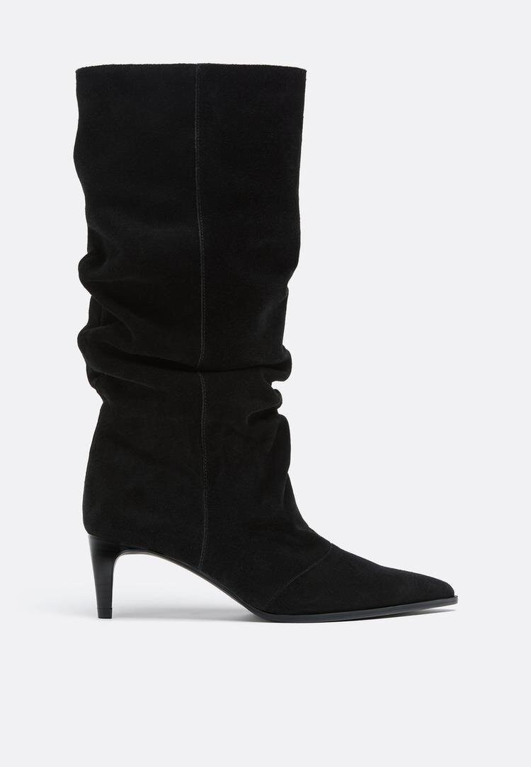 Stradivarius Cizme Cu Toc Slouchy Din Piele Negru 37