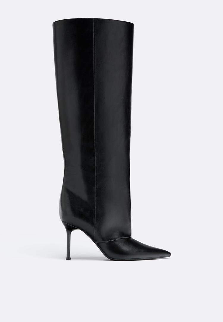 Stradivarius Cizme Cu Toc Stiletto Și Carâmb Lat Xl Negru 37