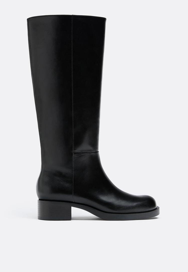 Stradivarius Cizme Joase Stil Biker Negru 38
