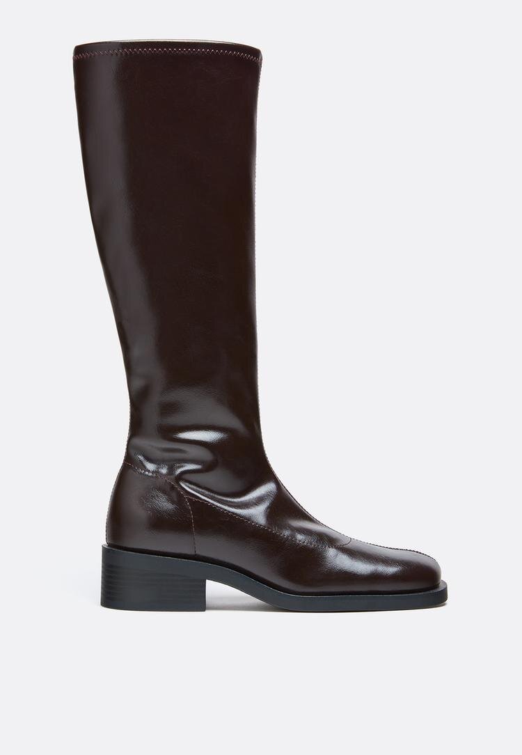 Stradivarius Cizme Plate Stretch Maro 36
