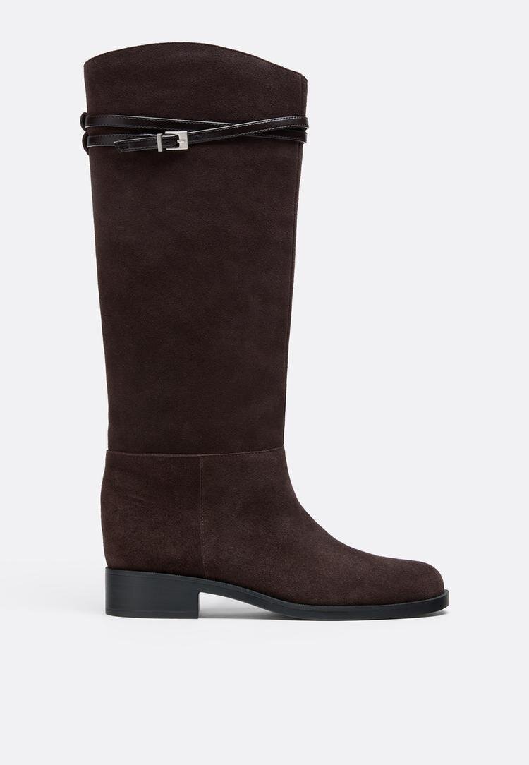 Stradivarius Cizme Stil Călărie Din Piele Maro 37