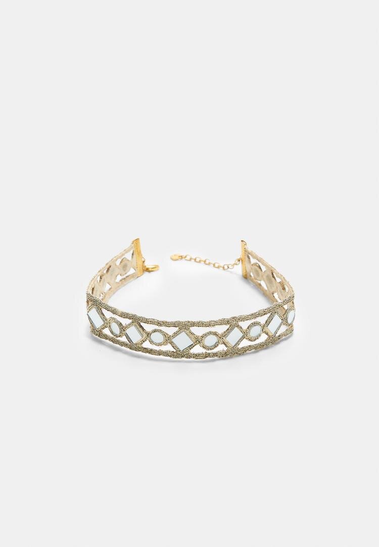 Stradivarius Colier Choker Cu Oglinzi Auriu Os