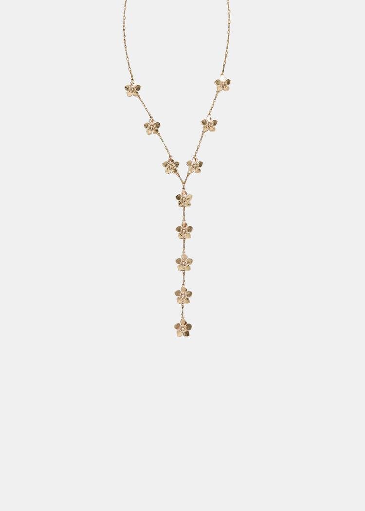 Stradivarius Colier Lariat Cu Floare Mini Auriu Os