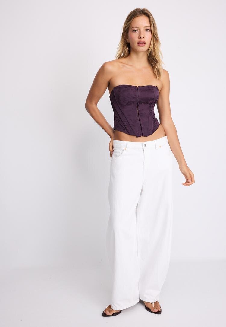 Stradivarius Corset Cu Șiret Purpuriu M