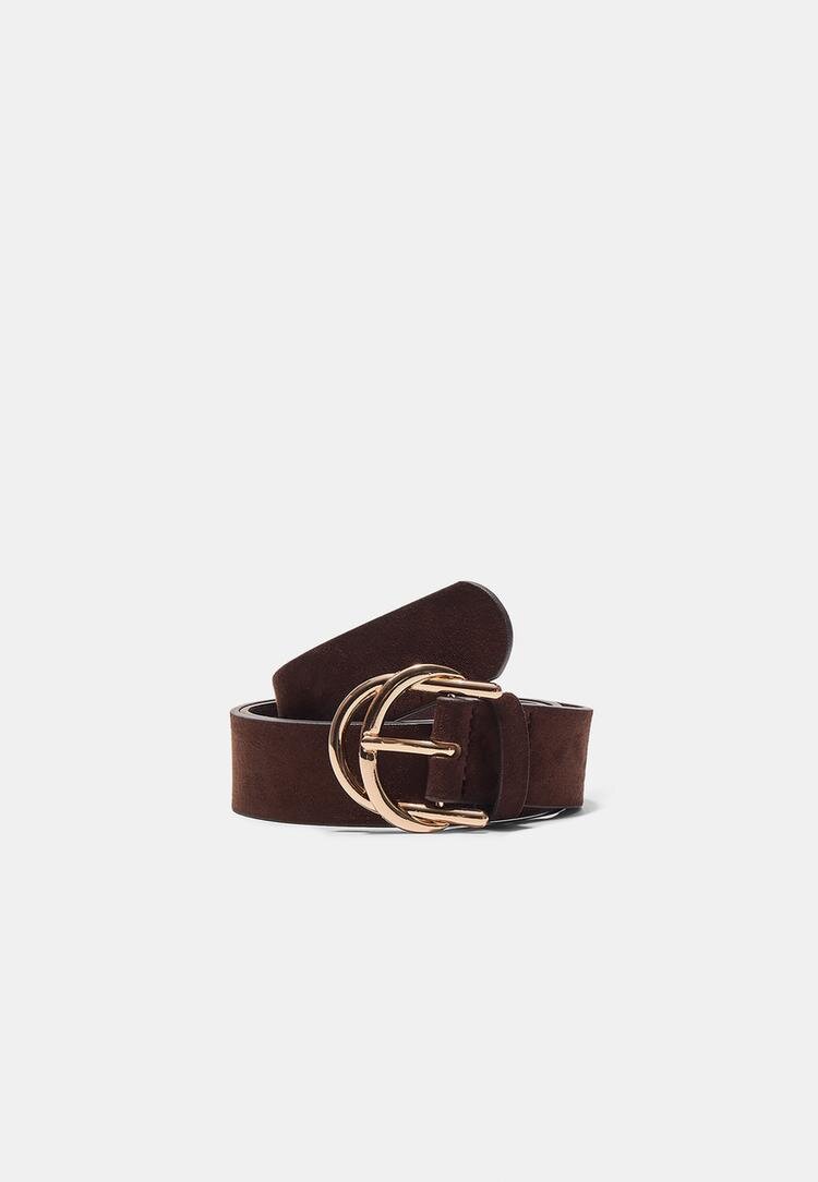 Stradivarius Curea Cu Cataramă Dublă Maro 90