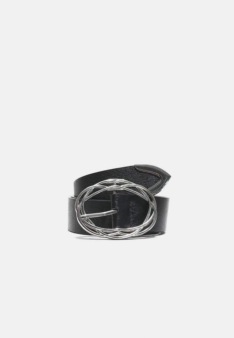 Stradivarius Curea Cu Cataramă Împletită Negru 80
