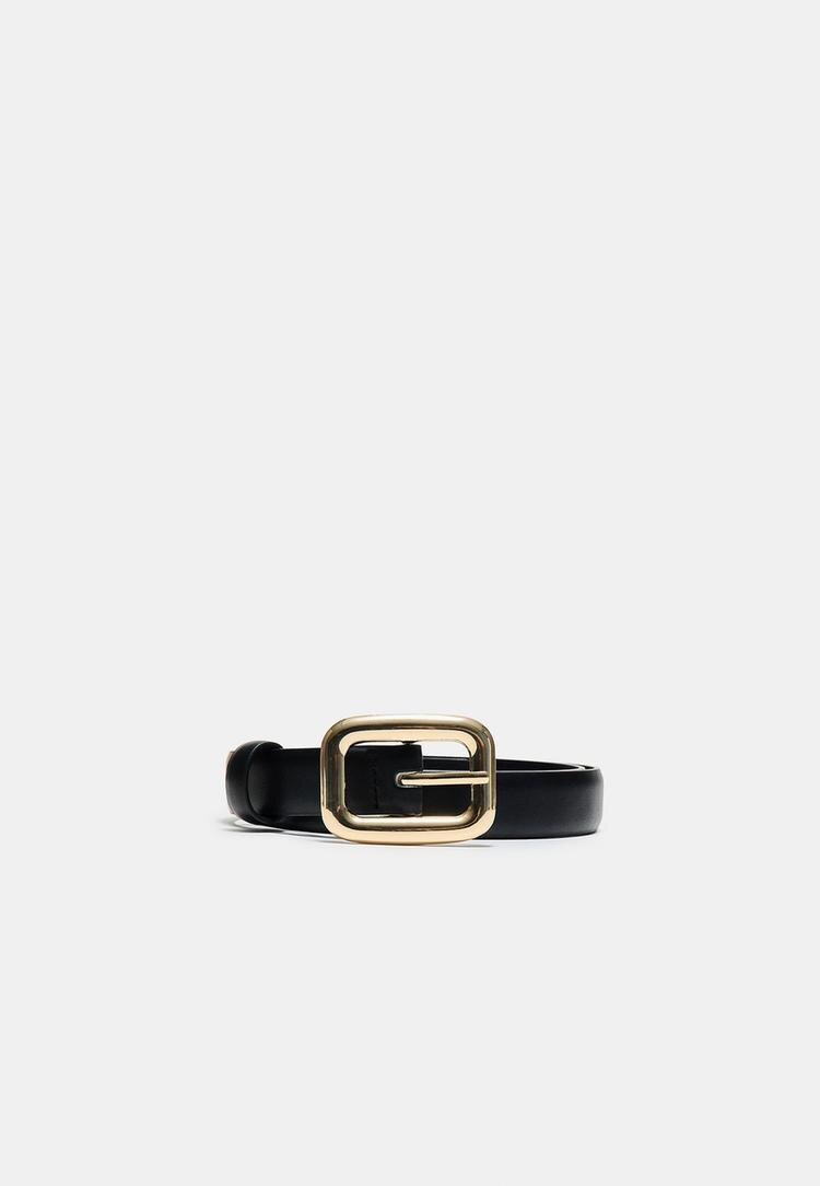 Stradivarius Curea Cu Cataramă Lată Negru 90