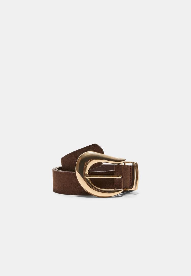 Stradivarius Curea Cu Cataramă Organică Maro 70