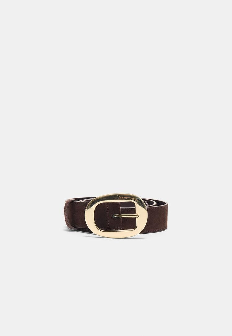 Stradivarius Curea Cu Cataramă Ovală Maro 70