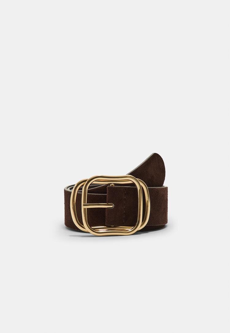 Stradivarius Curea Cu Cataramă Suprapusă Maro 80