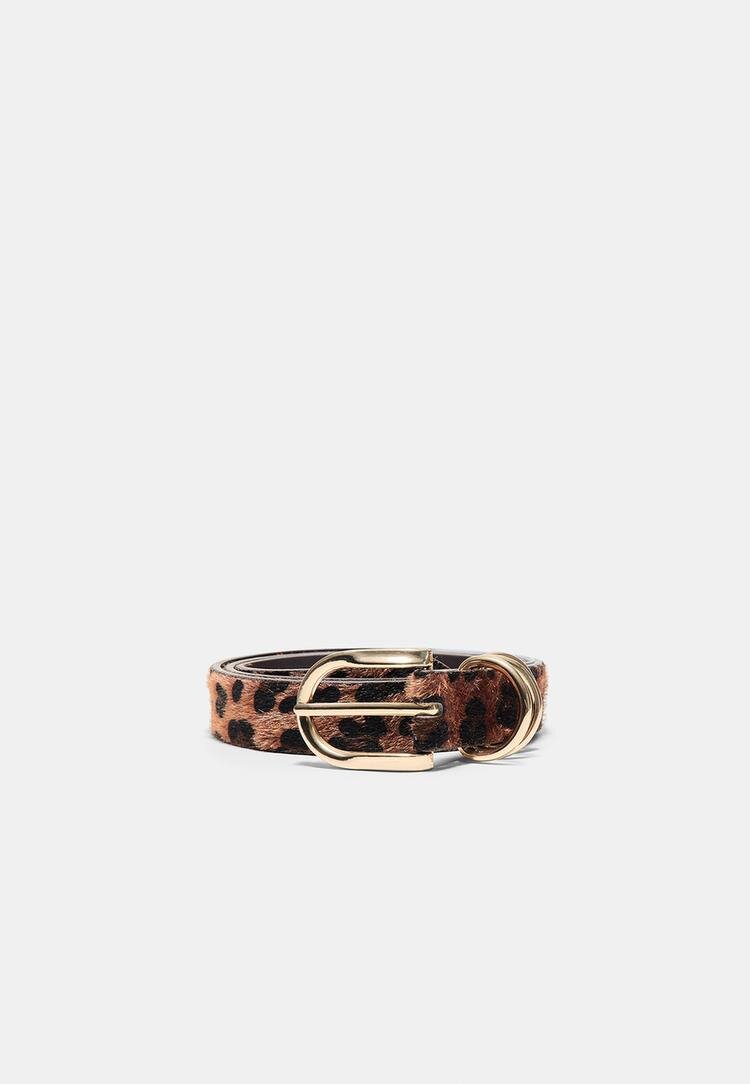 Stradivarius Curea Cu Imprimeu Leopard Maro 90
