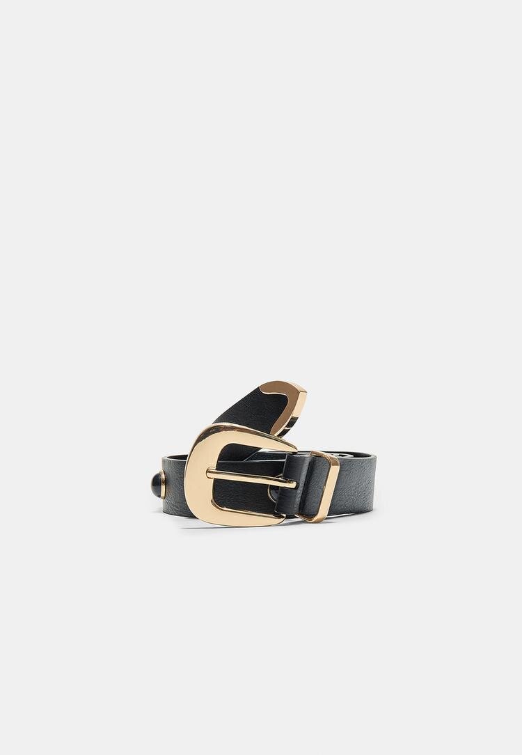Stradivarius Curea Cu Pietre Negru 70