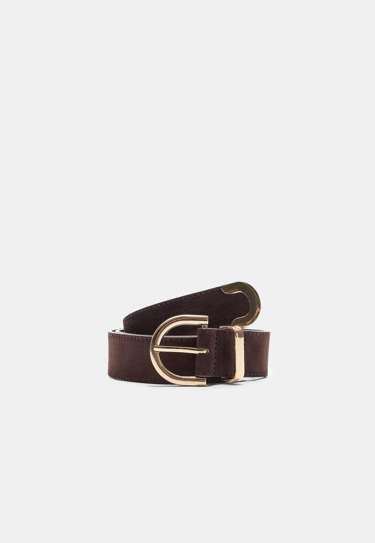 Stradivarius Curea De Bază Cu Cataramă Rotundă Bej Deschis 90