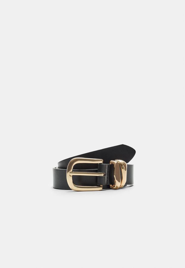 Stradivarius Curea De Bază Cu Două Inele Negru 70