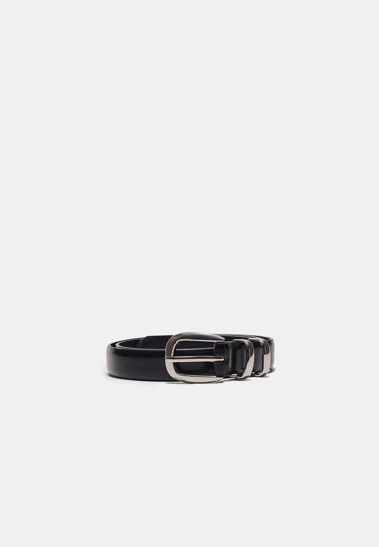 Stradivarius Curea De Bază Din Imitație De Piele Lucioasă Negru 80