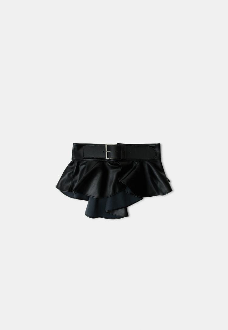 Stradivarius Curea-Fustă Din Imitație De Piele Negru S